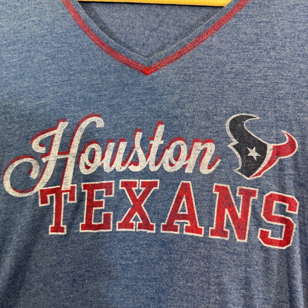 NFL Team Apparel Houston Texans T-Shirt Womens Small Blue V-Neck Sporty Gameday - Picture 3 of 7